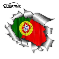 jump time ripped torn metal design 1with portugal portuguese flag motif external vinyl car sticker for windows bumper