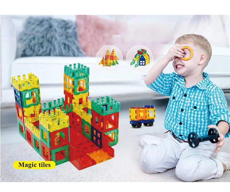Пластиковая Магнитная Строительная плитка Магнитный блок игрушки прозрачная