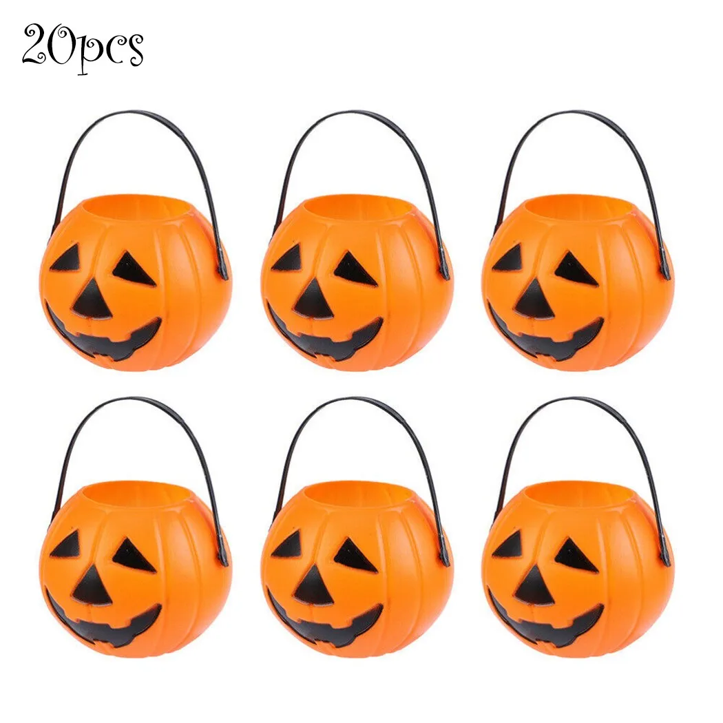 

10/20Pcs Halloween Pumpkin Bucket Sweet Candy Holder Pot Kids Trick Or Treat Props Candy Box Halloween Party Home Decor