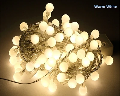 Warm White Водонепроницаемый светодиодный фонарь с матовыми шариками, сказочные огни 10 м 20 м 30 м 50 м 110 В/220 В, праздничное, свадебное, уличное, Рождественское украшение - Испускаемый цвет: Warm White