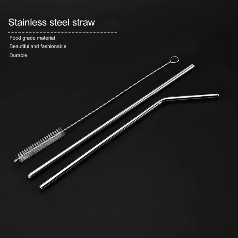 

Reusable Rietje Set of Rights Bended 304 Rvs High Quality Metals Straw with Cleaner Brush Bar Accessories
