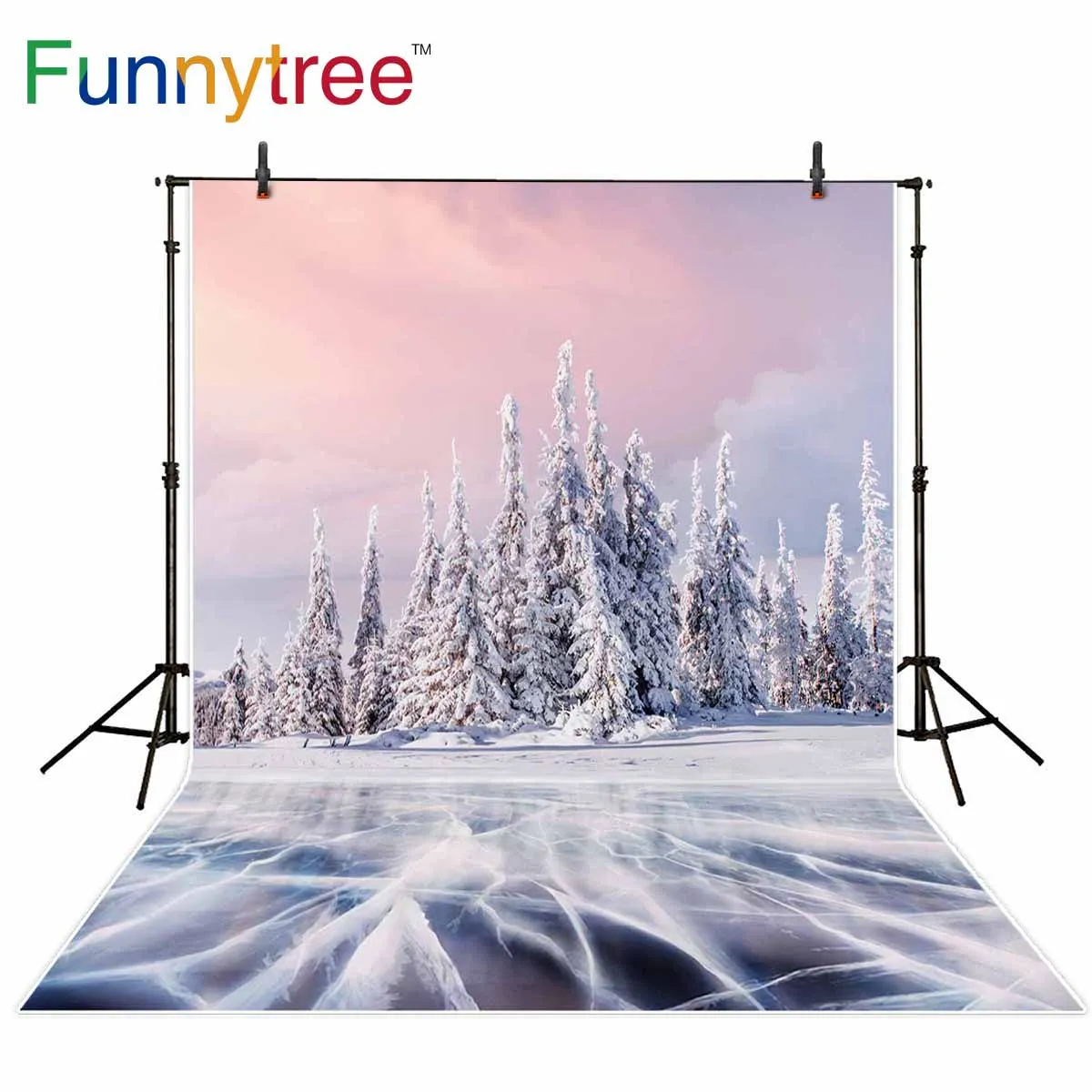 Funnytree backdrop photocall landscape Frozen forest tree winter Christmas Photo Studio photography celebration photophone | Электроника