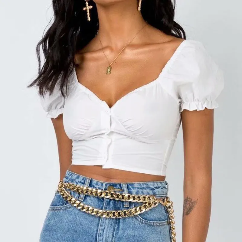 Женская Повседневная рубашка с пышными рукавами облегающая плиссированная