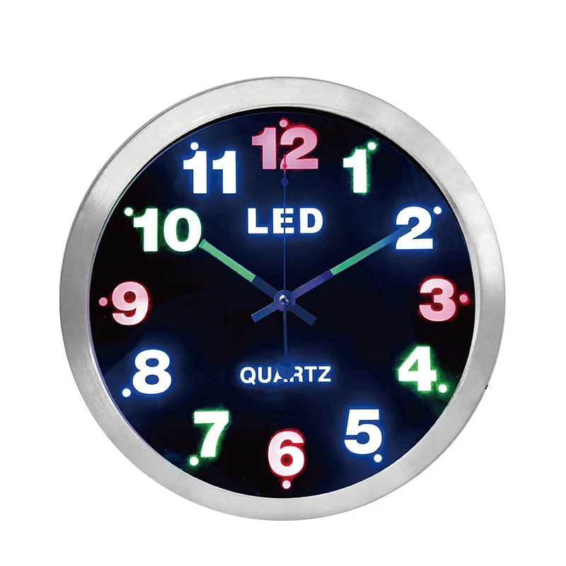 

Digital Wall Clock Metal LED Clock Mechanism Creative Living Room Bedroom Silent Clocks Wall Home Decor Zegar Scienny Gift FZ482