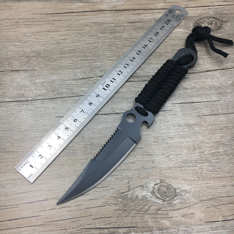 Нож 440C из нержавеющей стали для кемпинга спасения выживания защиты с серратным