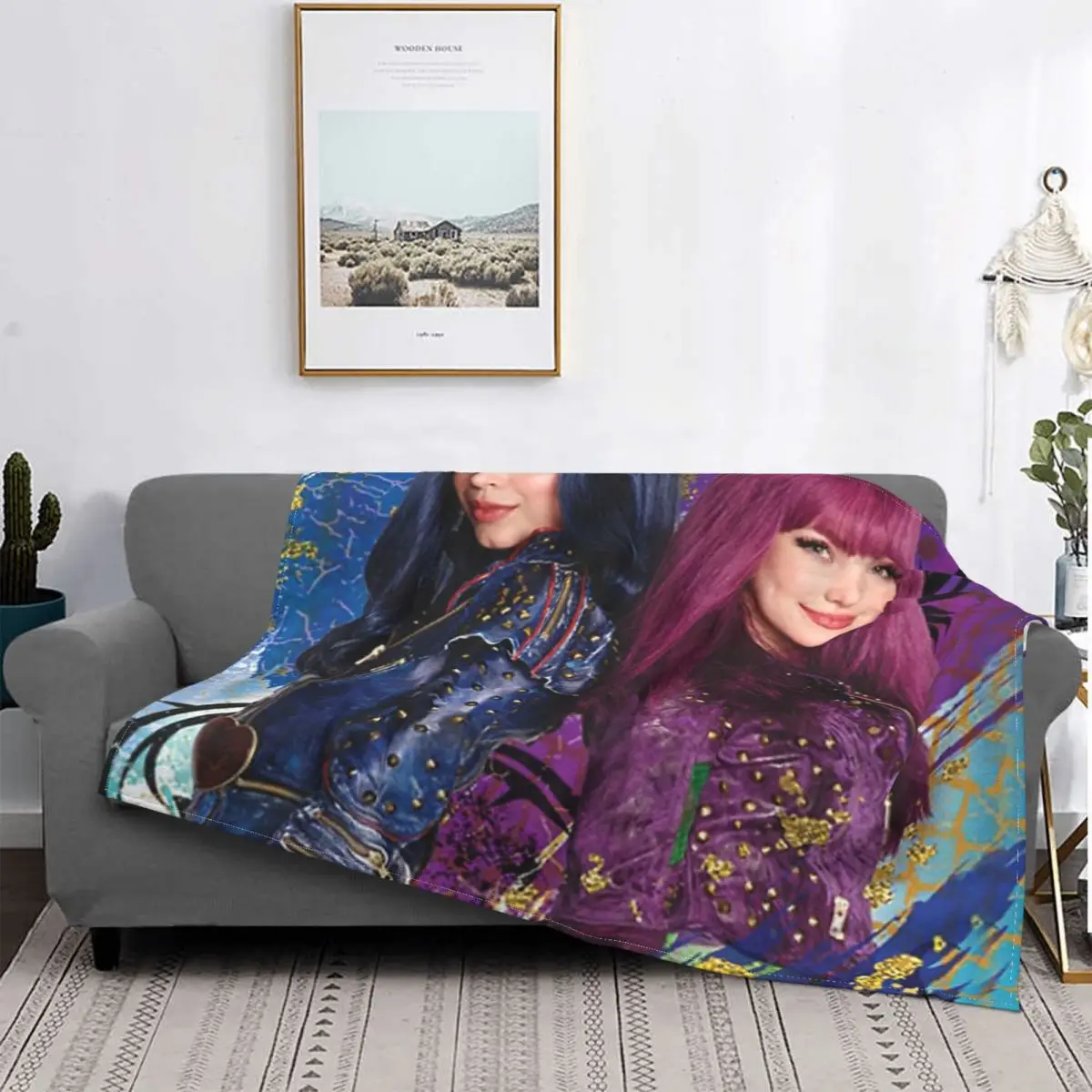 

Manta con póster de Descendants, colcha de cama a cuadros, colcha de lino, manta de muselina 135, toalla de playa de lujo