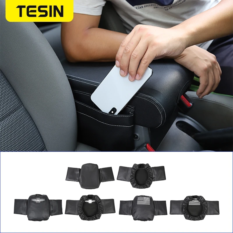 

TESIN Leather Armrest Storage Box Pad Cover for Jeep Wrangler JK 2007-2017 Stowing Tidying Interior Parts Car Accessories