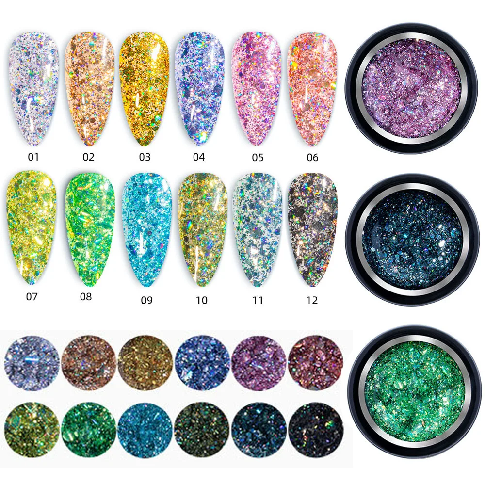 

Nail Polish Glue 12pcs/set 2022 New Sequin Glue Flashing Glue Sequin Phototherapy Glue Platinum Glue Professional Manicure