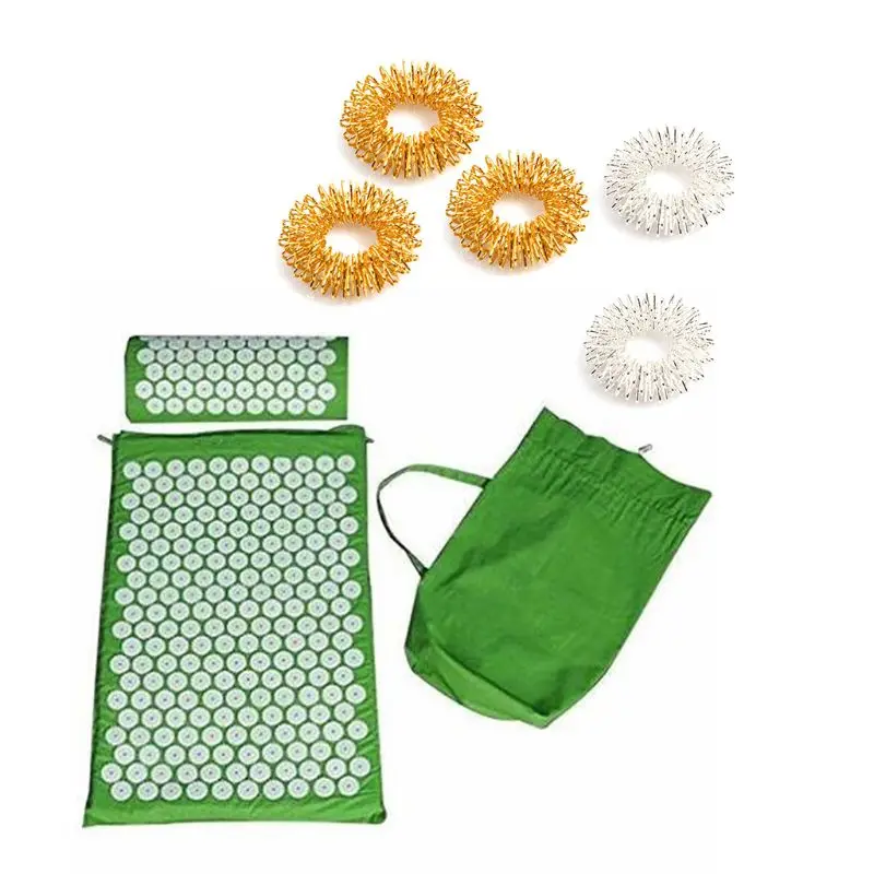 Акупрессурная подушка коврик для йоги массажер набор с кольцами на палец всего