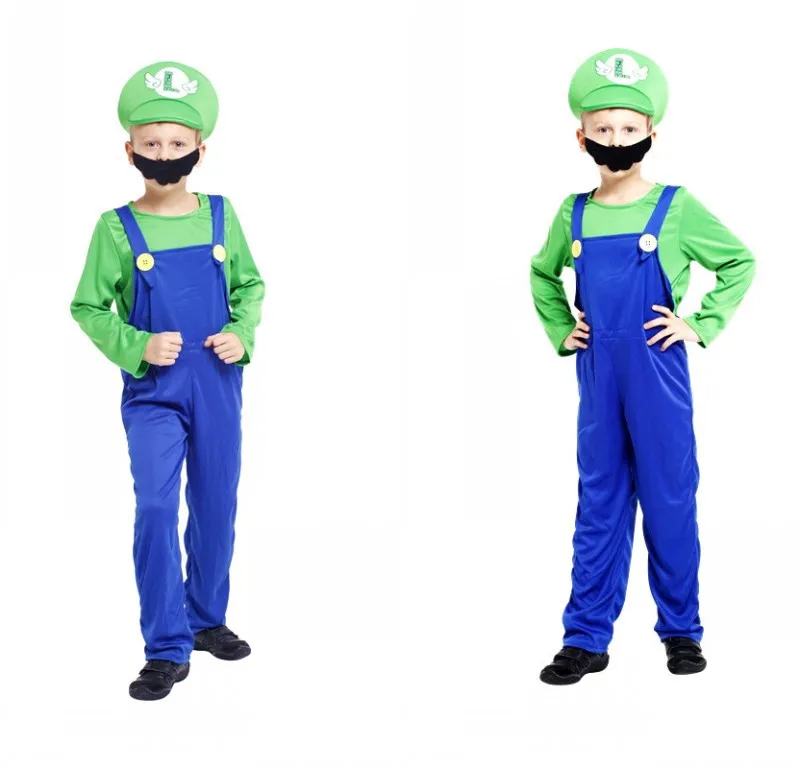 

Kids Boys Game Character Green Jumpsuit Hat Outfit Halloween Cosplay Costumes Masquerade Carnival Party Role Play Dress Up Suit