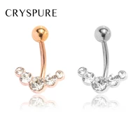 fashion five rhinestone alloy v shaped navel ring stainless steel body piercing accessories men women jewelry