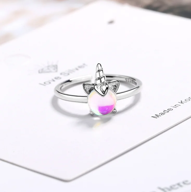 Ramos Neue изысканный Farbe Mondstein Einhorn Öffnung Ringe Für Schmuck Zubehör Party Geschenke | Украшения и