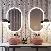 50x80cm smart oval makeup bathroom mirror high quality refection three color led vanity mirror with anti fog brightness dimmer