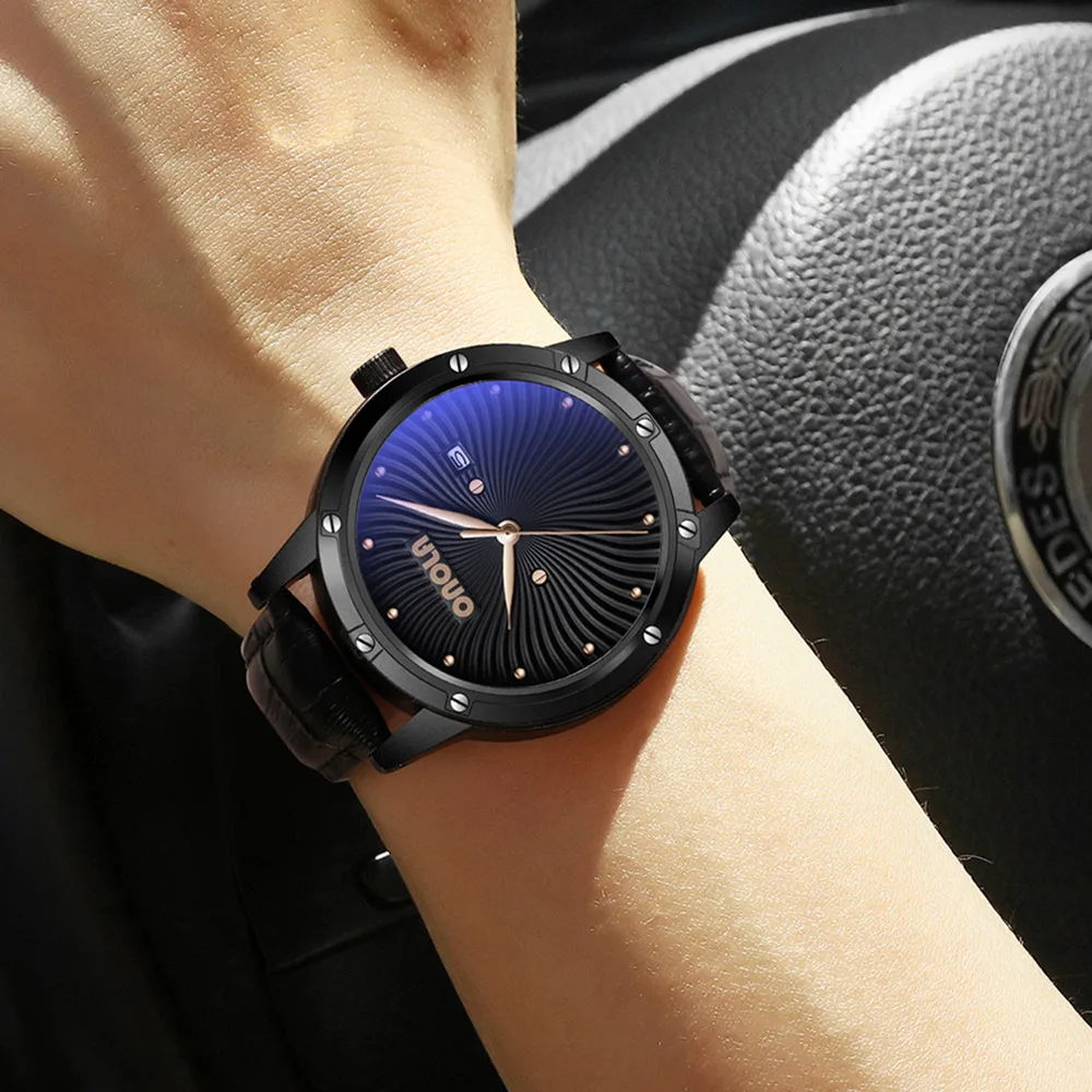 Часы наручные ONOLA мужские с ремешком из натуральной кожи брендовые модные