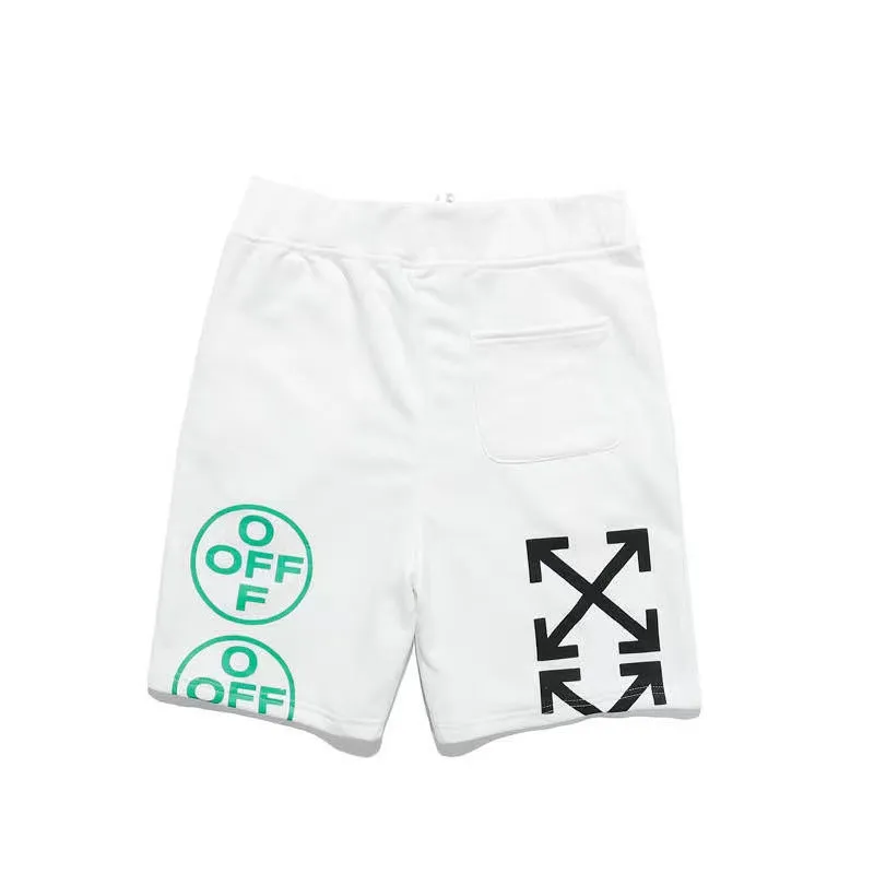 

2021 summer trendy fluorescent green letter printed shorts OW men and women casual sports five-point pants 20ss