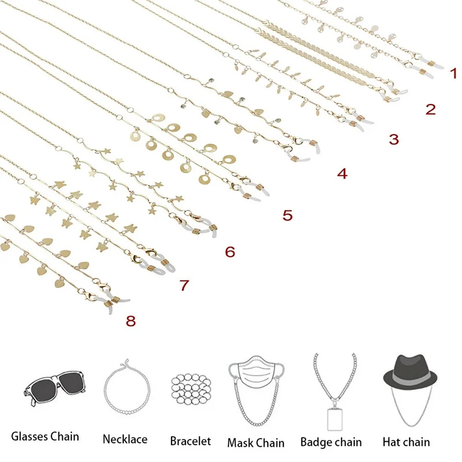 

2023 New Classical Butterfly Tree of Life Charm Sunglasses Mask Holder Lanyard Bohemi Star Heart Circle Glasses Chain Neck Strap