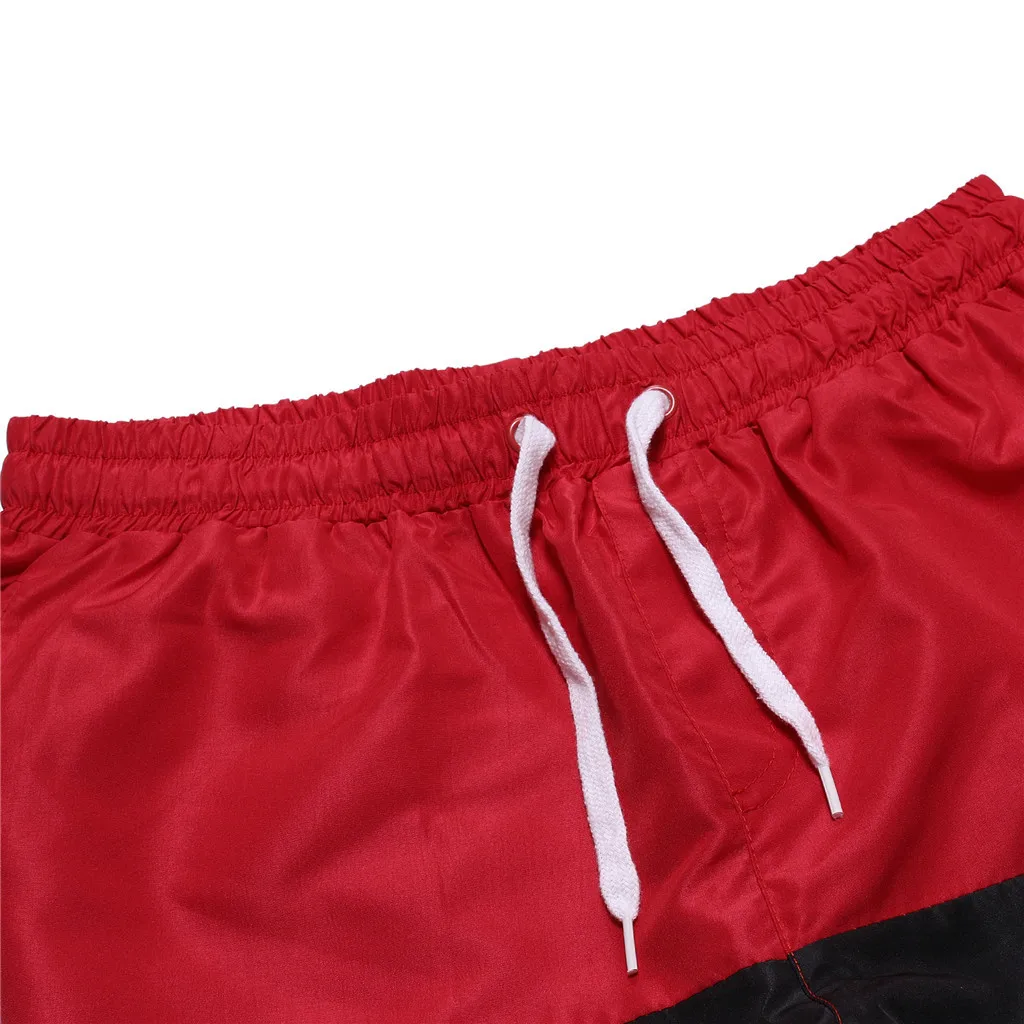 

Casual Shorts men Summer Drawstring Elastic Waist Color Block workout gym shorts male patchwork spodenki meskie