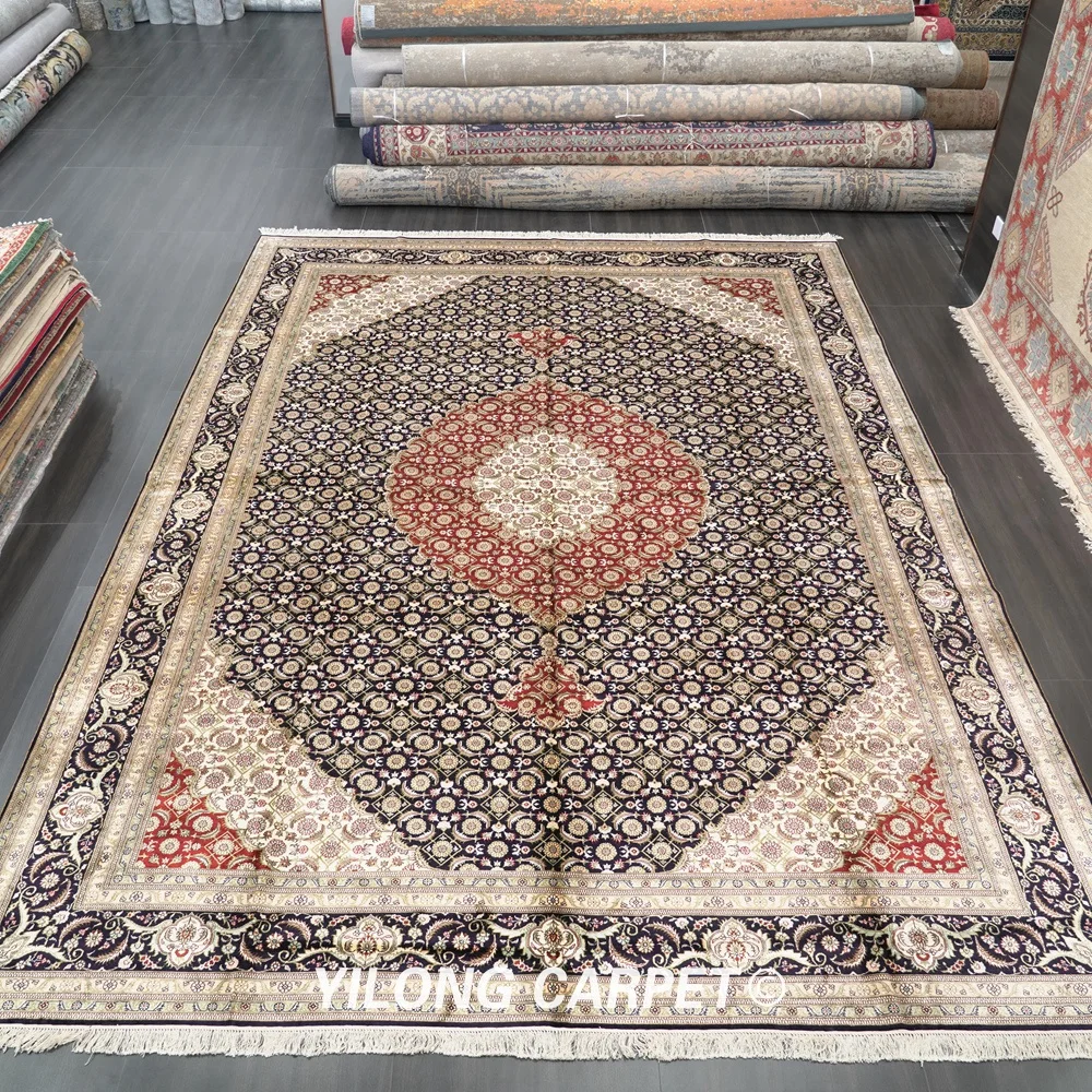 Восточный Шелковый коврик Yilong 10 'x 14' Vantage tabrice античный Красный средний