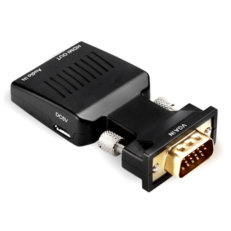 VGA to HDMI Adapter 1080P Male Female Converter with 3.5mm Audio Input HSJ-19 |