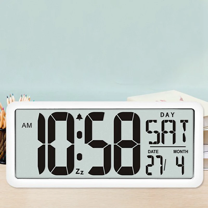 Square Wall Clock Series Digital Jumbo Alarm LCD Display Multi-Functional Upscale Office Decor Desk | Дом и сад