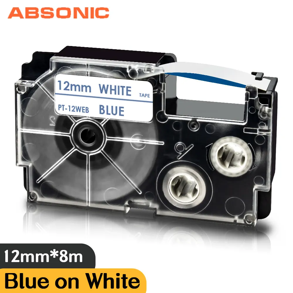 

1PK Labels Tape 12mm Width XR-12WEB XR 12WEB Blue on White Compatible for Casio EZ Label Maker KL-60-L KL-60SR KL-170 Printer
