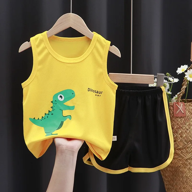 Детский Быстросохнущий Спортивный костюм летняя детская одежда топ без рукавов