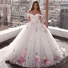 Бальное Платье, Свадебные платья 2021, Возлюбленное, с открытыми плечами, розовое цветочное свадебное платье со шлейфом, размера плюс