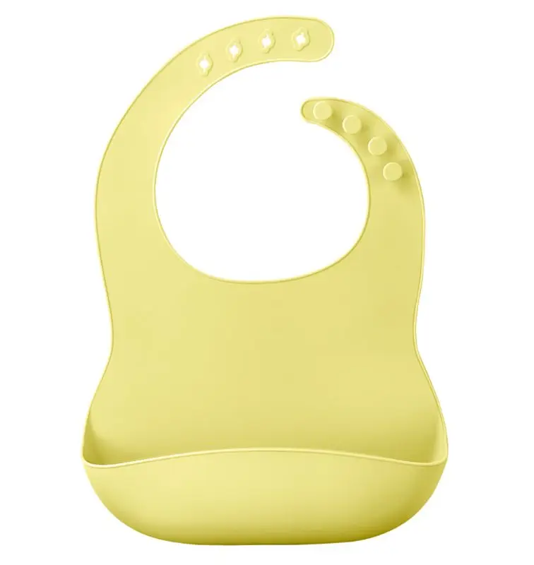 

Solid Color Baby Silicone Waterproof Bib with Pockets Feeding Saliva Towel Apron 54DA