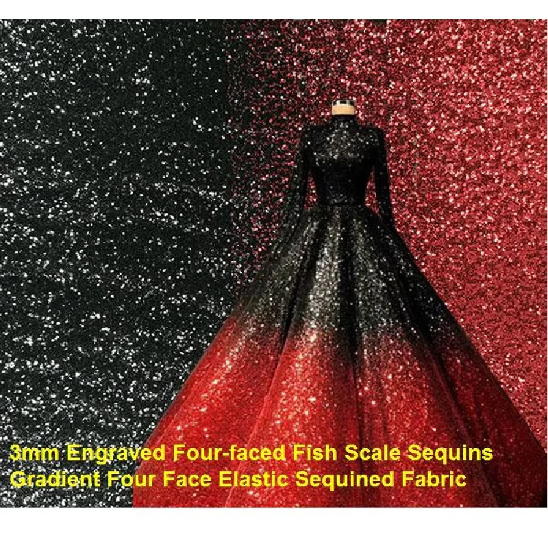 3 мм гравированные Четырехсторонние блестки в виде рыбьей чешуи градиентная