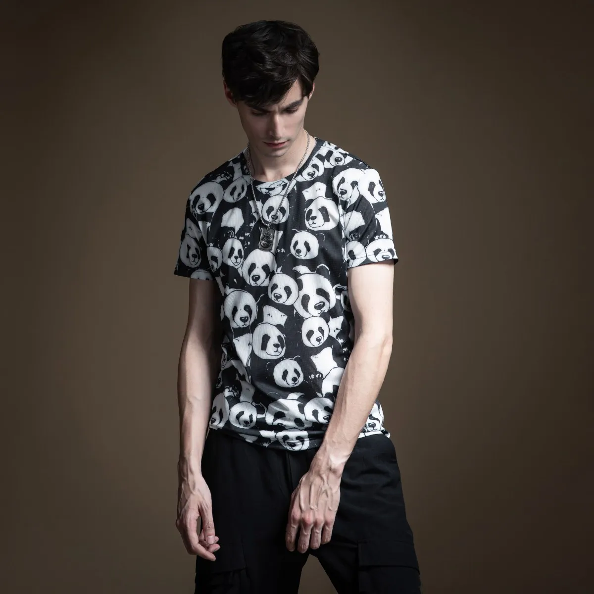 

Pinli 2020 Summer New O-neck Polyester Slim Panda Printed Cute Fashion High Quality Casual Men Short Sleeve T-shirt B202211019