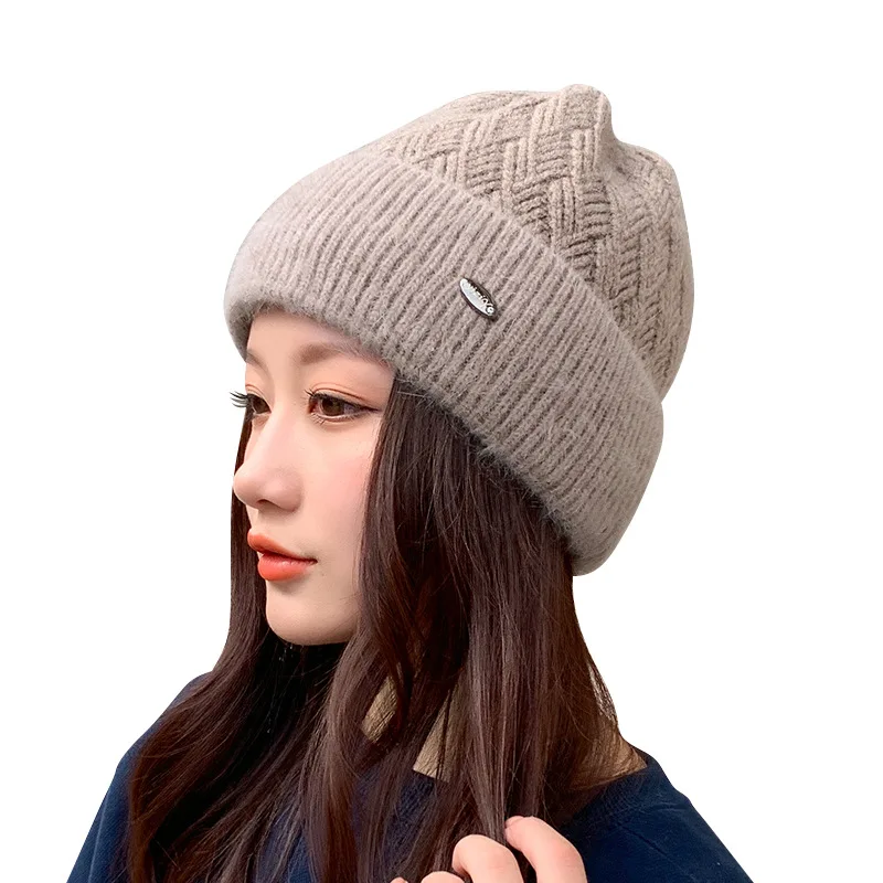

Sparsil Unisex Rabbit Knitted Beanie Cap for Man & Women Autumn Winter Outdoor Warmth Skullcap Female Letter Brimless Beanies