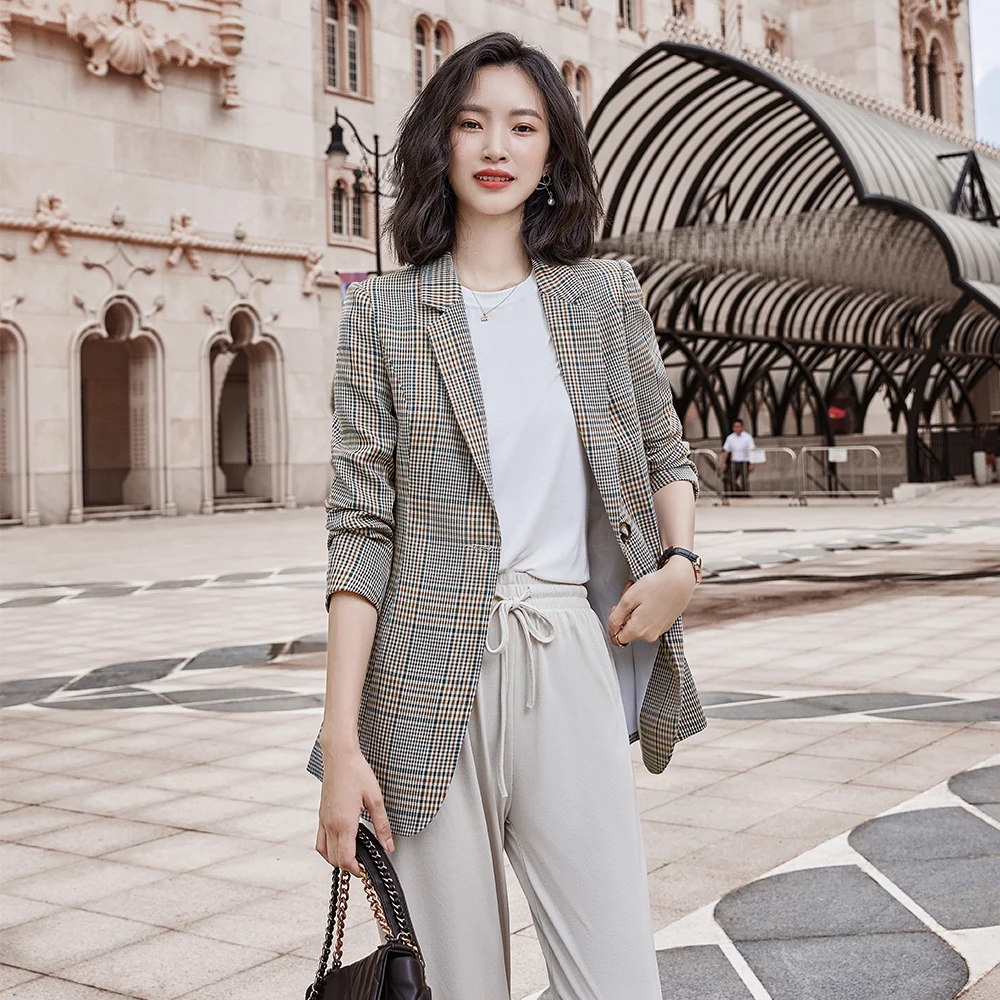 

New Arrival Casual Women Girl Outerwear Plaid Jackets and Blazer for Spring Autumn Fashion Female S-3XL Tops Coat