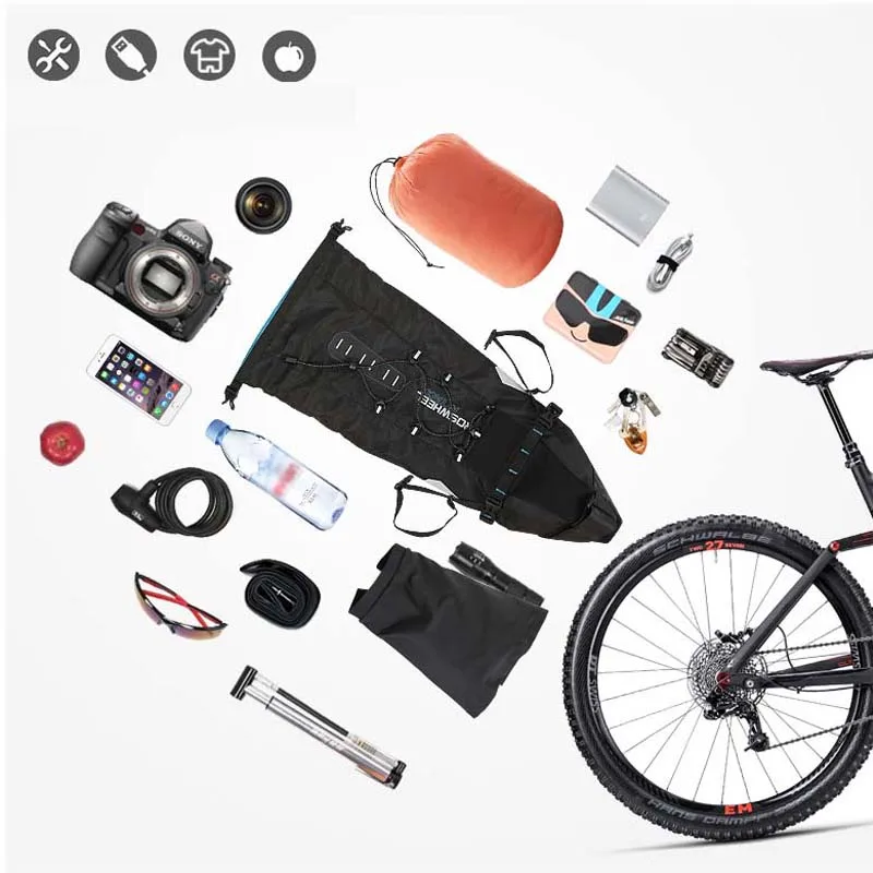 Roswheel велосипед мешок 8l/10l большая емкость водонепроницаемая сзади mtb седло