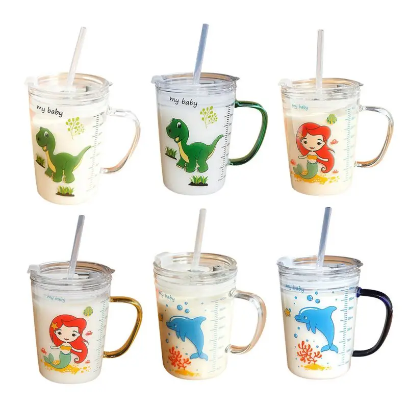 Стеклянная чашка для молока детские бутылочки кормления с соломинкой