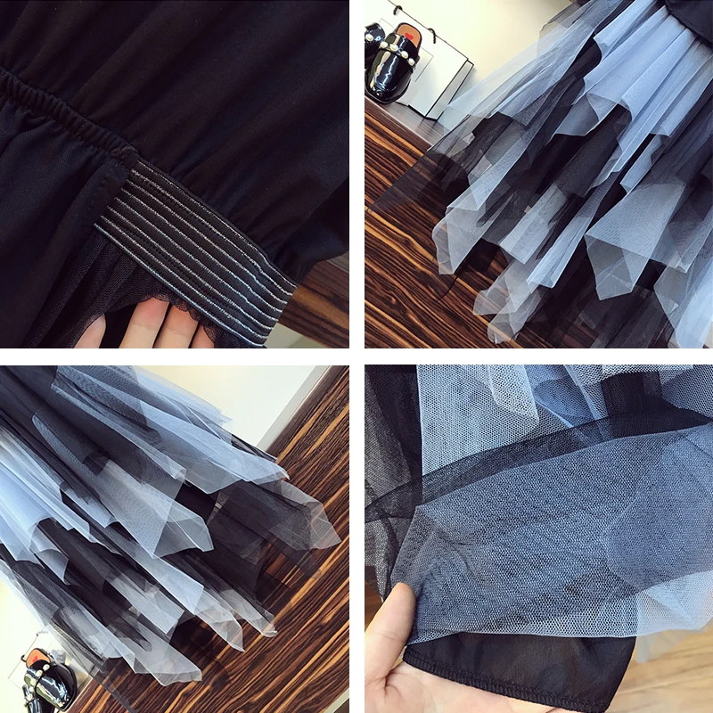 Летнее повседневное женское платье Trytree 2020 Сетчатое лоскутное с круглым вырезом