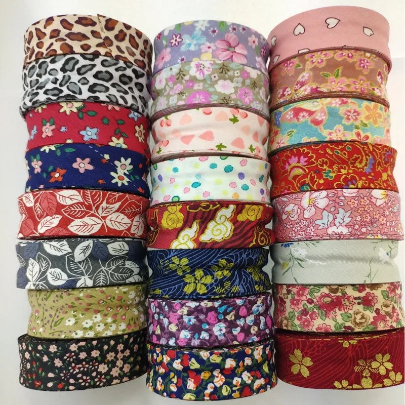 

25mm(1") width floral printing ironed single fold cotton bias tape/ bias binding for table cloth garment quilt craft sewing