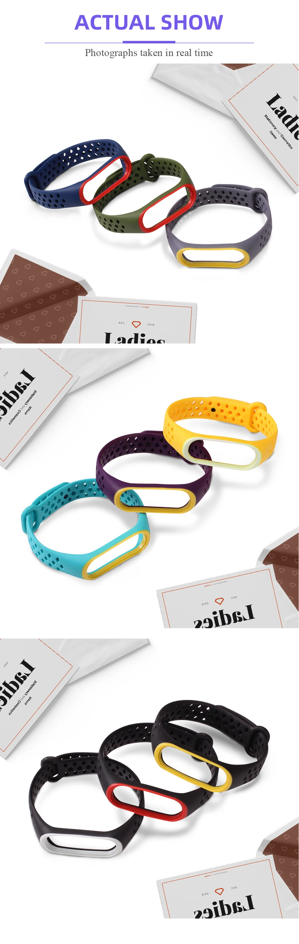 BOORUI mi band 4 ремешок силиконовый сменный для Xiaomi mi band 4 3 ремешок двойной цвет алмазное отверстие mi band 4 ремешок