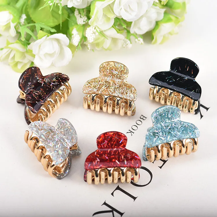 

New Fashion Boutique Acrylic starry sky medium Small color shiny crab clip for Women girls Hair Accessories Headwear