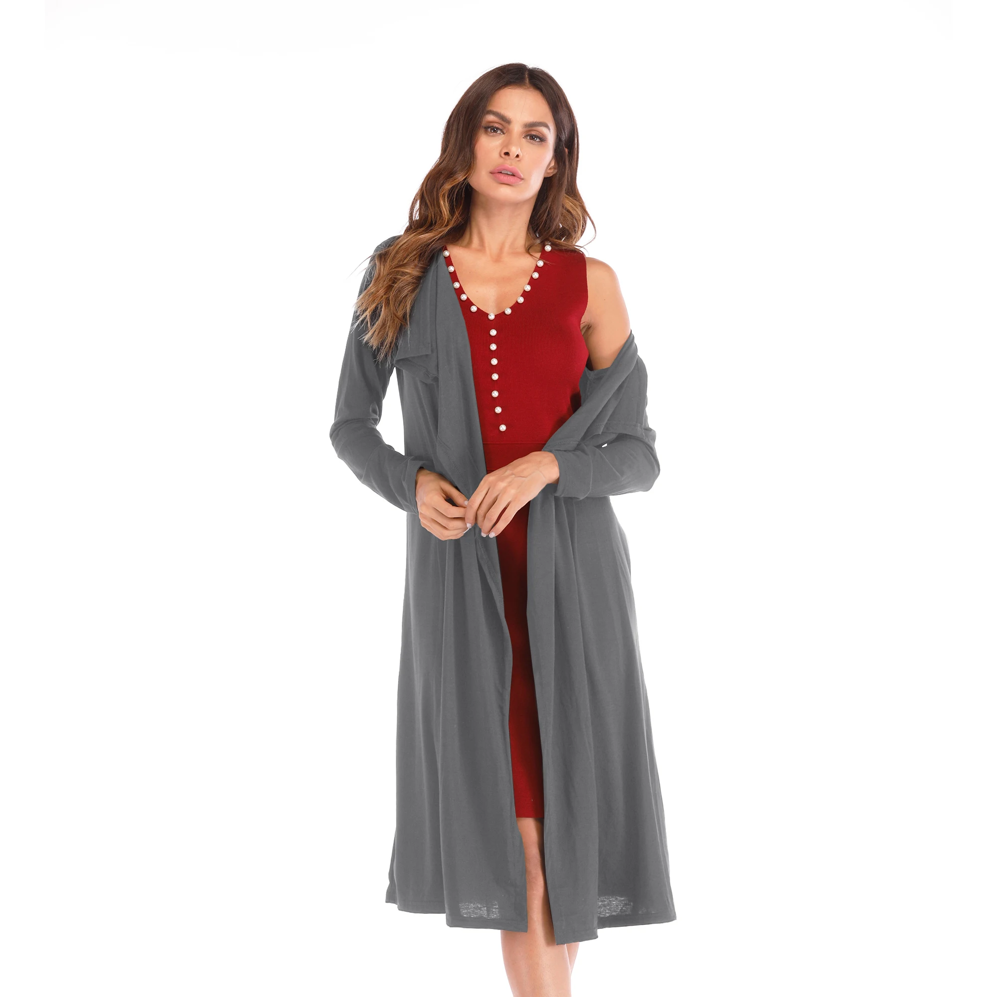 CMAZ 2019 осенний Модный женский кардиган Повседневный однотонный длинный рукав