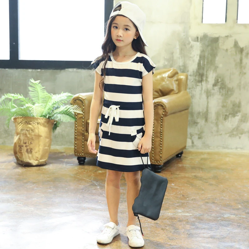 

Kids Dresses for Girls Cotton Striped Casual Girls Summer Dress 3 4 5 6 7 8 9 10 Year Cotton Children Girl Dress Kids Clothing