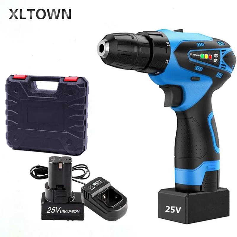 

XLTOWN 12/16.8/25V Cordless Electric Drill With 2 batteryMulti-function Mini Electric Screwdriver Rechargeable Lithium Battery