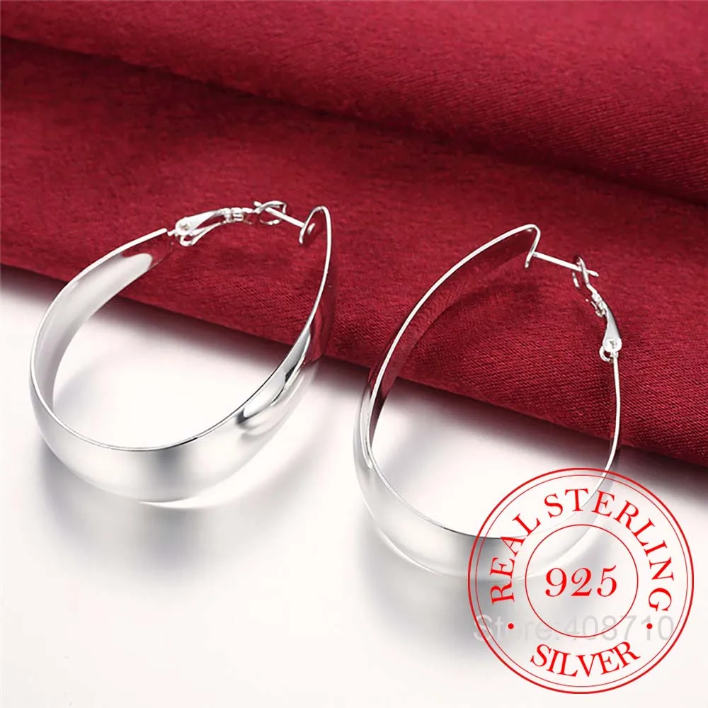 Большие серьги в европейском стиле из настоящего серебра 925 пробы петли простом