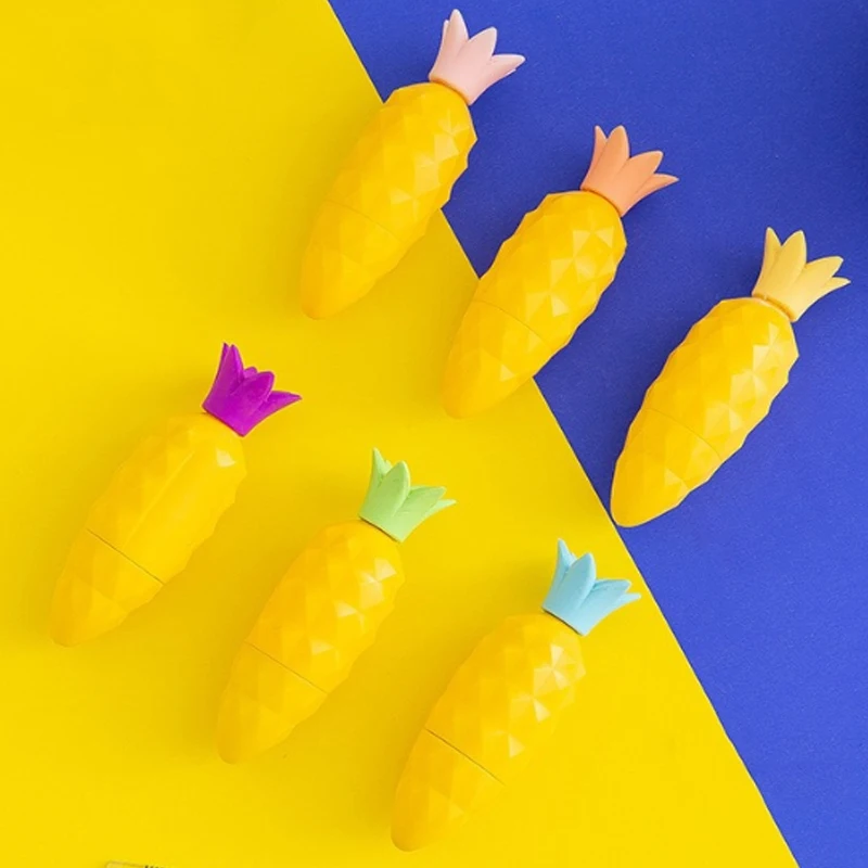 

6PC Creative Cute Pineapple Shape Fluorescent Highlighter Hand Account Drawing Pen Marcador Doodle Pen Child Gift Office&School