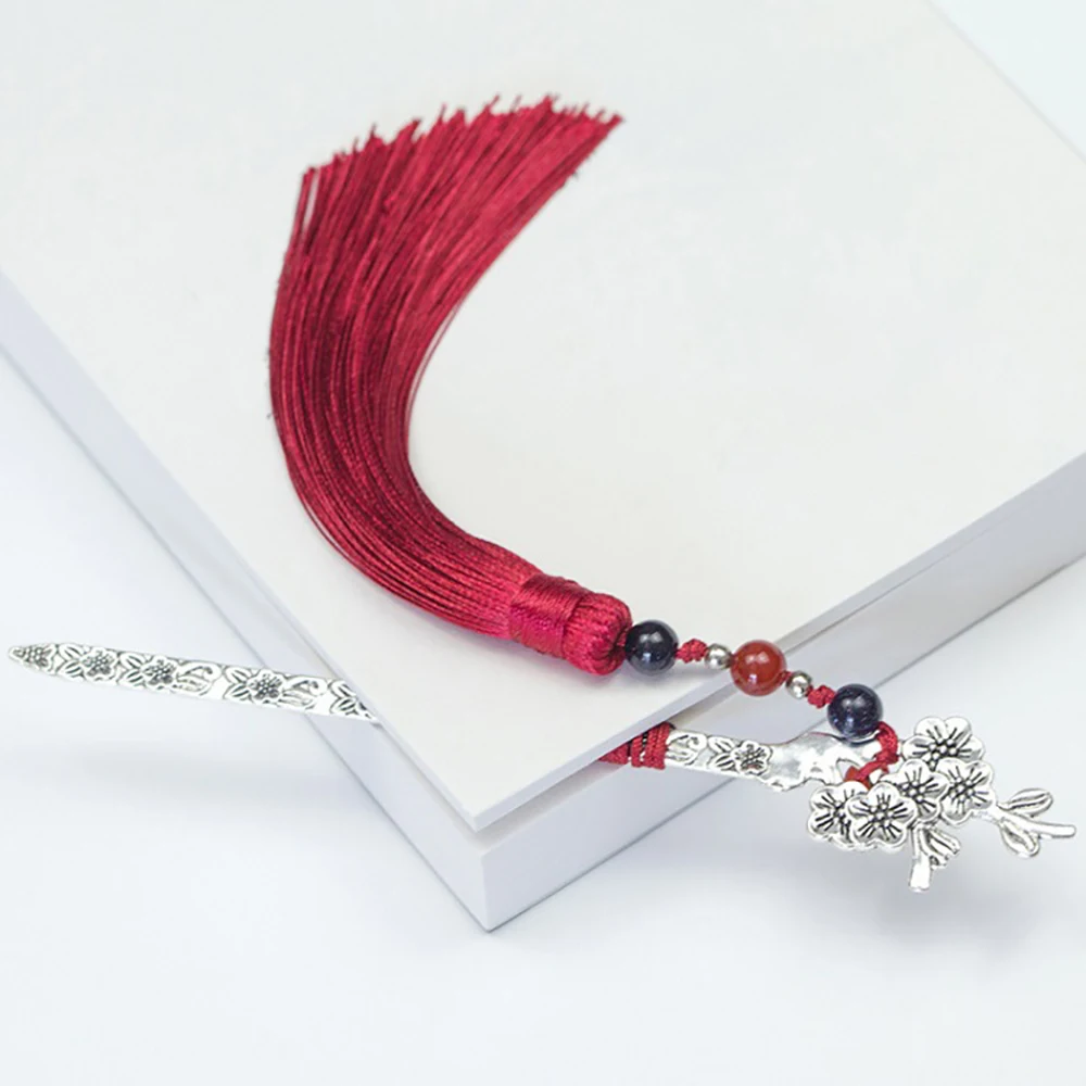 

1pc Retro Style Tassels Beads Bookmarks Metal Book Page Mark Vintage Chinese Style Book Tag Creative Gift Students Stationery