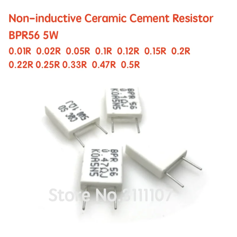 

10PCS BPR56 5W 0.01R 0.1 0.15 0.22 0.25 0.33 0.5 ohm Non-inductive Ceramic Cement Resistor 0.1R 0.15R 0.22R 0.25R 0.33R 0.5R