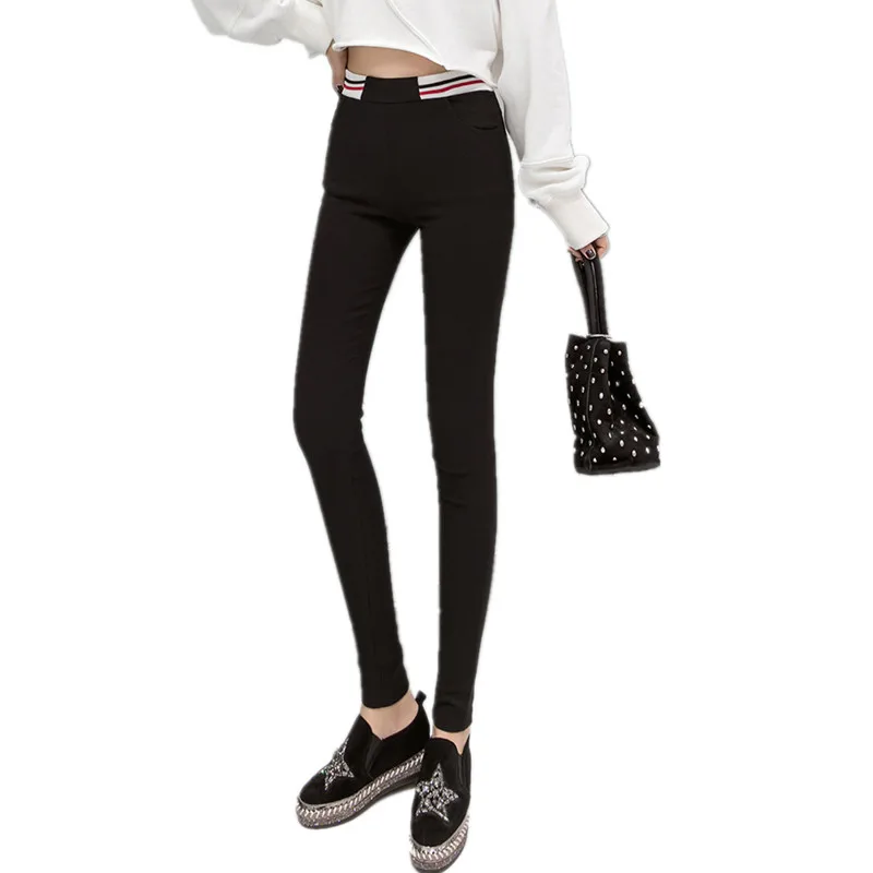 

Trending Products 2020 High quality cotton pants White Women Autumn trousers Black High waist pants Stretch Pencil pants 1638