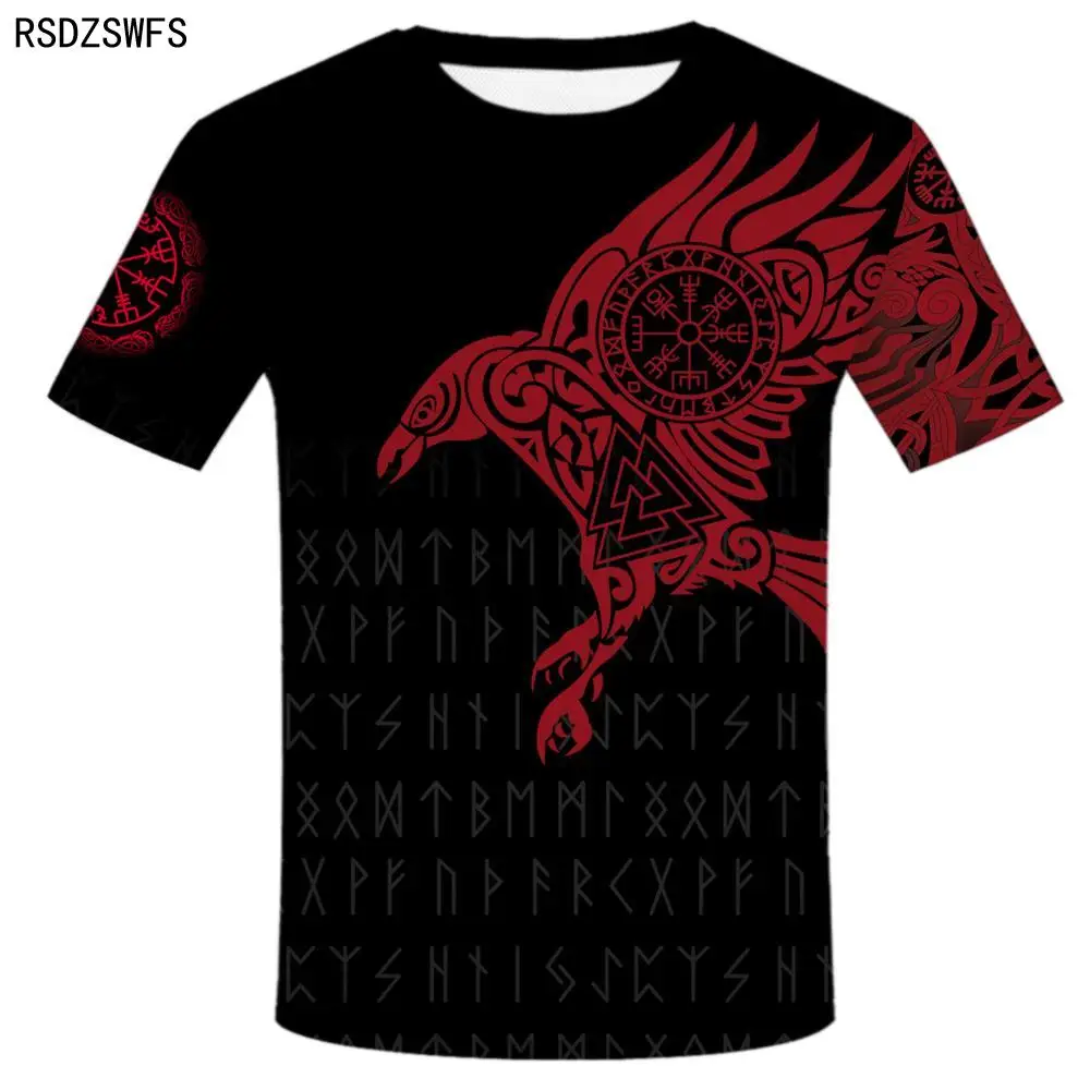 Новинка 2020 летняя модная футболка с татуировками викингов Мужская Женская