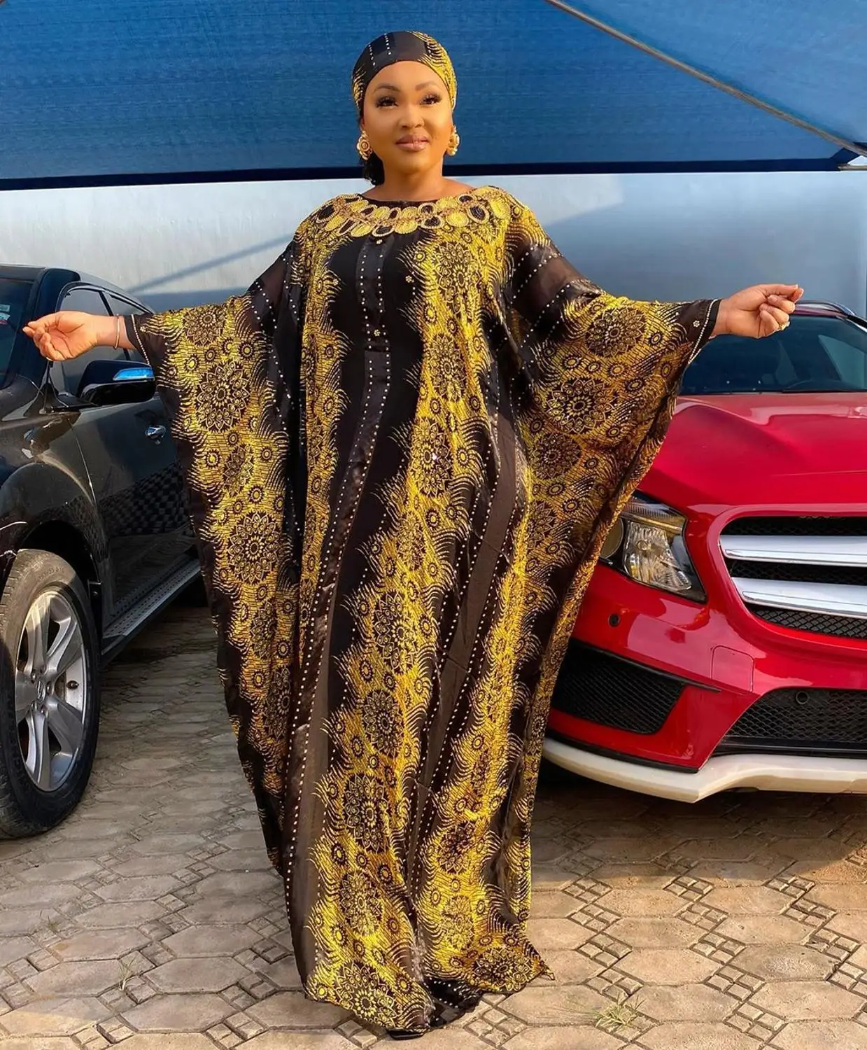 

Африканские платья в стиле Дашики, комплекты из 2 предметов, бисероплетение, абайя, принт, бандаж, макси, Базен, винтажный халат с рукавом «ле...