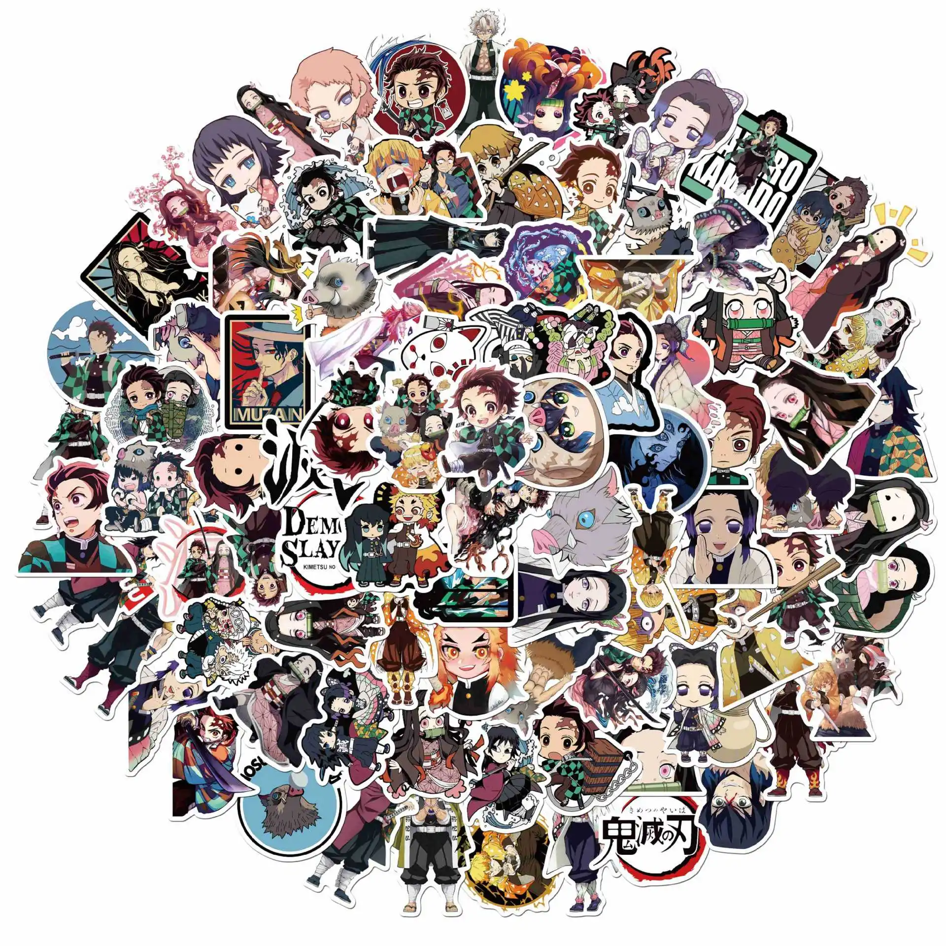 Pegatinas de Anime de Demon Slayer para ni&ntilde;os, Maleta de Graffiti, Notebook, monopat&iacute;n, decoraci&oacute;n de tel&eacute;fono m&oacute;vil, 10/30/50 Uds., venta al por mayor-1