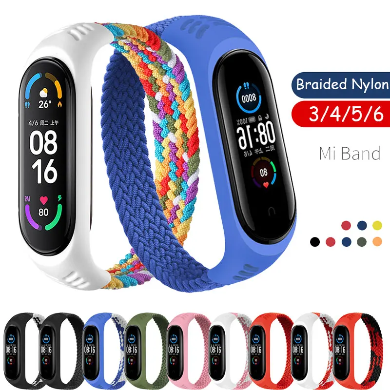 

Nylon Braided Solo Loop Strap For Xiaomi Mi Band 6 5 4 3 Bracelet Replacement MiBand 6 5 Wrist Color Strap For Xiaomi Band 4 5 6
